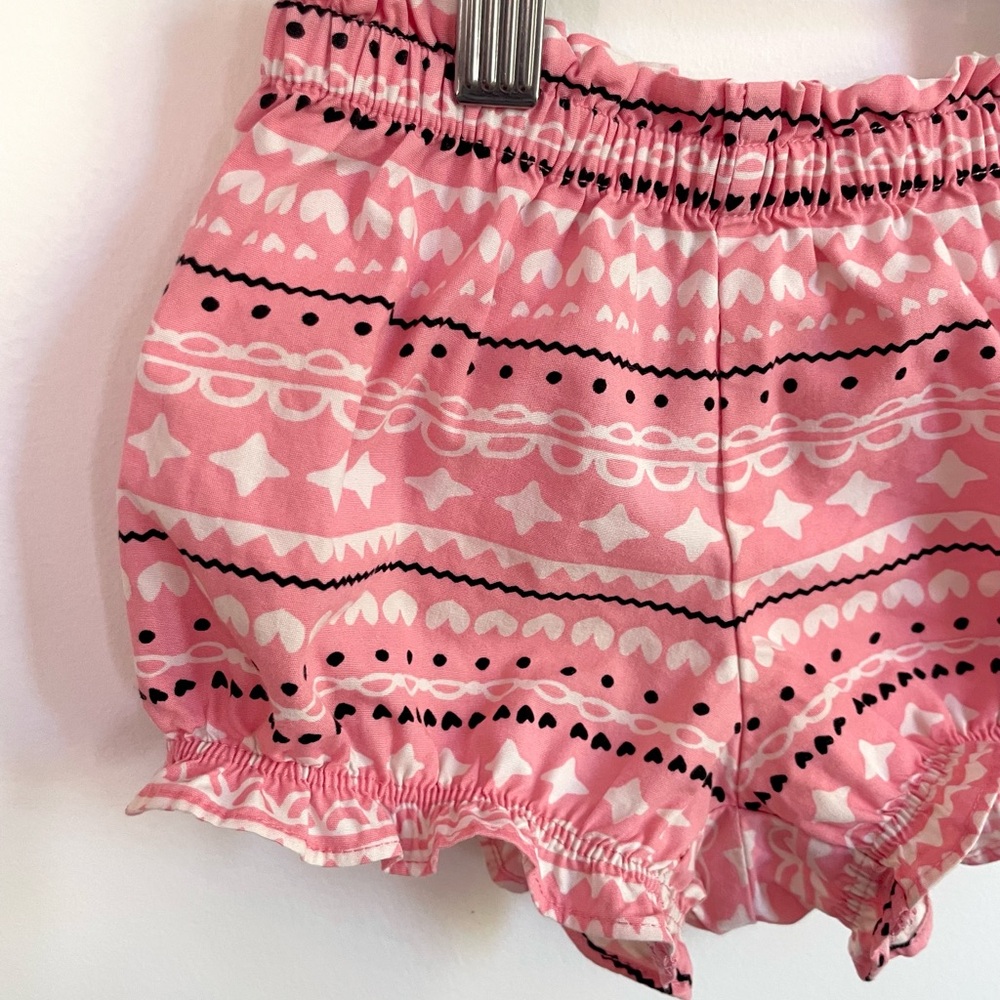 3/$20💥NEW Gymboree Bubble Shorts, Hearts & Stars, Coral Pink White, Ruffle Cuff